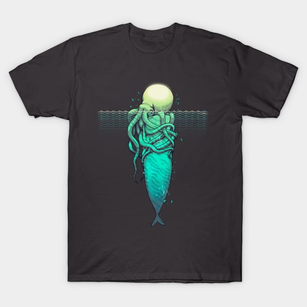 Kraken vs Megalodon Whale T-Shirt by Exosam